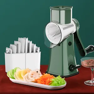 For Kitchen Rotary Round Plastic Drum Gadgets Tools Manual Cutter Shredder Chopper Fruit Vegetable Slicer