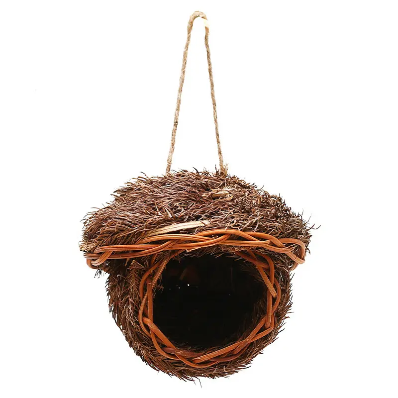 ハチドリの家手織り草ハチドリの家の巣小さなぶら下がっている巣箱竹ベルトペットハウス動物の鳥通気性