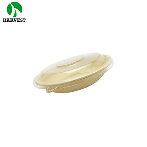 Bol à salade biodégradable en fibre de bagasse et de bambou de 24 à 32 oz avec couvercle en PLA - Product Image 2