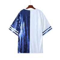 Robe de jour de jeu décontractée au genou pour femmes blanc bleu paillettes brodées Design 100% Polyester Anti-rides Anti-statique T-Shirt
