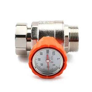 Brass nickel-plated hand ball valve with temperature indicator