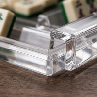 Support de rangement rectangulaire transparent en acrylique pour tuiles de Mahjong, ensemble de 4 pièces avec repoussoirs, pour utilisation en soirée et logo personnalisé