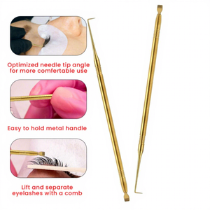Herramienta Metálica para Lifting de Pestañas con Ranuras, Aislador de Pestañas con Acabado Dorado y Empaque, Producto de Tendencia - Product Image 6