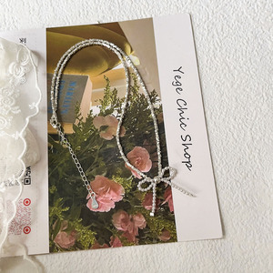 Collar de plata de ley S925 con lazo de perlas para mujer, estilo Ins, cadena ligera de lujo para la clavícula, uso diario - Product Image 3