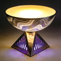 Lampe de table LED à motif ondulé (acier inoxydable + PC) IP65 étanche, décoration artistique moderne pour Noël, patio, jardin, paysage