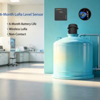 Capteur de niveau de bac à ultrasons pour bacs industriels, silos, trémies, alimenté par batterie 32000mAh, protection IP67, Wi-Fi/LORA, haute précision