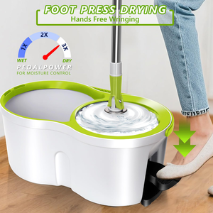 Hands-Free Self Wringing 360 Rotating <b>Microfiber</b> Steel Pole Double-Bucket Quick Dehydration Basket Spin <b>Mop</b> and Bucket Set - Product Image 2