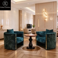 Fauteuil d'appoint en velours de luxe avec finition métallique dorée, canapé simple moderne pour salon, villa, hôtel