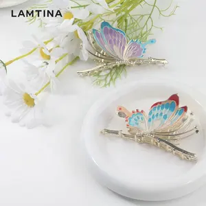 Vintage Colorful Trendy Metal Butterfly Hair Claw Clips Fashion Custom Alloy Hair Accessories For Women Girls And Kids