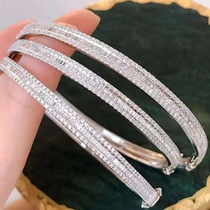Xinfly Tarnish Free Waterproof Vintage 1.2ct. T.w. Natural Diamond Stackable <b>Bangle</b> <b>Bracelet</b> in 18kt White Gold - Product Image 2