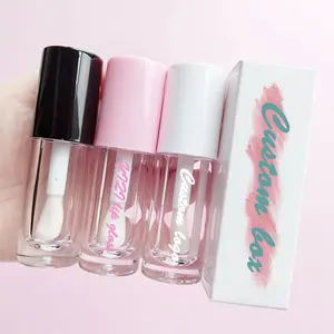 5.6ml big doe foot big wand white pink black lip gloss tubes and box custom label empty lipgloss tubes