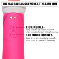 Vibromasseur double tête pour clitoris et point G, jouet sexuel pour femmes, avec fonction de léchage de langue et de massage des seins
