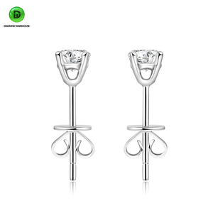 Pendientes de tuerca chapados en oro blanco de 18 quilates Unisex, corte de diamante cultivado en laboratorio, accesorio de estilo clásico elegante, bodas, aniversarios, fiestas
