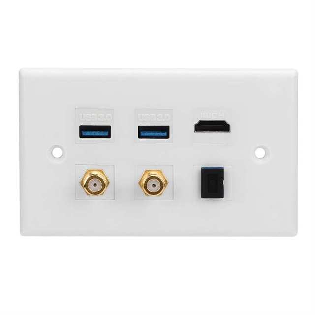 Wall Plate Single Gang Outlet Cover Mounting Bracket Cable Pass Through Insert for Wires Single Gang Decora RJ45 HDMI VGA USB