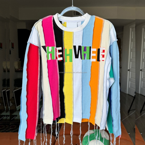 Đường Phố Mặc Tùy Chỉnh Vá Thêu Xếp Khâu Của Người Đàn Ông Chắp Vá Màu Khối Bông Dài Tay Áo T Áo Sơ Mi - Product Image 1