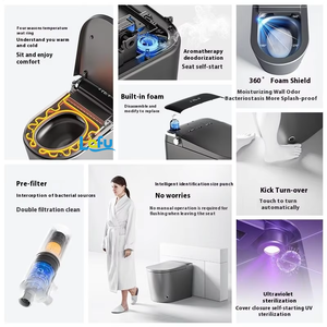 Toilette intelligente moderne en céramique monobloc de luxe avec chasse automatique Bidet de luxe <span class=keywords><strong>Wc</strong></span> électrique Sanitaire monté au sol - Product Image 2