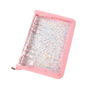 <b>A5</b> Transparent 6-Ring Holographic-Star-Glitter Detachable PVC Zipper <b>Binder</b> Notebook for Kpop Photocard Journal DIY Loose Leaf - Product Image 4