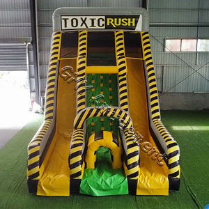 Carrera de obstáculos inflable <span class=keywords><strong>Radical</strong></span> Run con Pared de escalada Casa de rebote interactiva de grado comercial amarilla y negra - Product Image 1