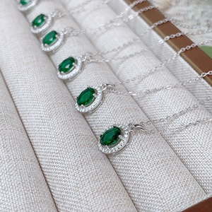 Prachtige Smaragd Verfraaide 925 Ketting Elegantie Luxe Zirkoon Ketting Fijne Sieraden Ovale Saffier Set Voor Geliefden Moeders - Product Image 3
