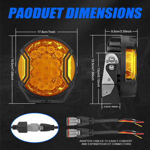 Faros de Niebla/Conducción Redondos Led Tuosheng de 7 Pulgadas y 80W, Luces de Niebla Auxiliares de Color Ámbar en Material de Aluminio para Coches, Camiones, Jeep, ATV, UTV - Product Image 3