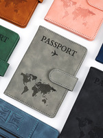 Portefeuille de voyage en cuir PU tendance avec protection RFID, porte-cartes et compartiments élastiques