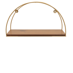 Mensole da parete in legno con struttura in metallo curvo per soggiorno, organizer decorativo da appendere. - Product Image 5