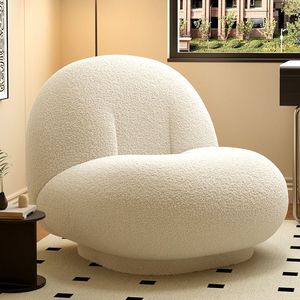Chaise longue confortable en peau d'agneau avec rembourrage en mousse pour salon - Product Image 4