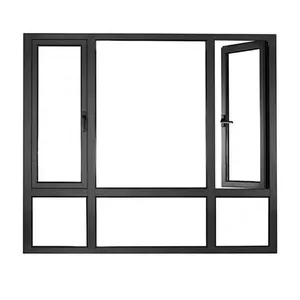 Ventana de vidrio vidriada triple doble Low-e moderna con mosquitera para persianas de casa, ventanas abatibles de aluminio con rotura térmica