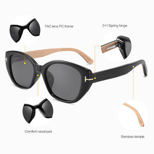 Gafas de Sol de Ojo de Gato para Mujer Conchen, Lentes Polarizadas UV400 TAC, Montura de PC, Patillas de Madera, Protección Solar, Moda, Viajes, Conducción - Product Image 5
