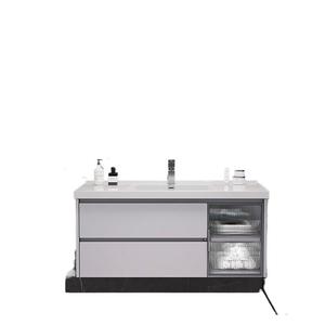 Modern Solid Wood & MDF Bathroom Vanity Unit with Ceramic Basin Wall-Mounted <b>Cabinet</b> and LED Mirror - Product Image 5