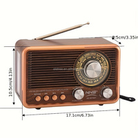 ELETREE Nouveauté NS-6676BT Enceinte sans fil rétro en bois, portable, rechargeable, radio FM AM SW 3 bandes
