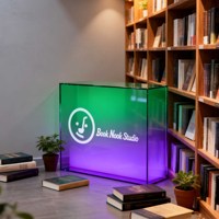 Support d'affichage lumineux en acrylique moderne et créatif pour bar, personnalisable en gros, de haute qualité, pour logo de club, support décoratif pour bannière publicitaire