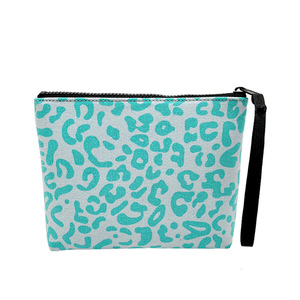 女性设计师品牌女士秋冬豹纹蓝色帆布钱包手提包带信手拿包 - Product Image 2