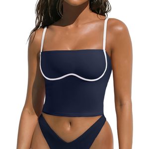 Soutien-gorge de sport pour femme, coupe longue, col carré, bretelles réglables, rembourré, coussinets amovibles, respirant, haut de fitness - Product Image 1