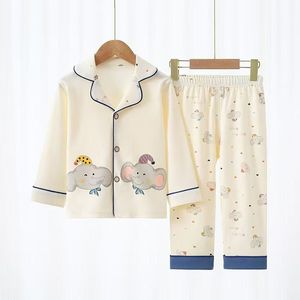 Nouveaux ensembles de pyjamas pour garçons et filles printemps/automne 2025, style long, pur coton, doux et respirant, vêtements de maison - Product Image 2