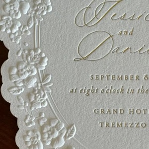 Invitations de mariage de luxe personnalisées, impression typographique numérique avec finition gaufrée, <span class=keywords><strong>papier</strong></span> artistique, enveloppes découpées au laser, cartes de vœux - Product Image 3