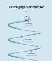 Nillkin kabel silikon pengisian daya cepat, kabel Tipe C ke pengisian cepat 27W, silikon panjang 1.2m untuk kabel iPhone