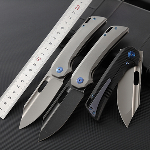 سكين قابل للطي بمقبض من سبائك التيتانيوم الراقية مع دعم M390 OEM للتخييم في الهواء الطلق - Product Image 2