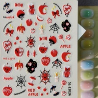 Autocollants 5D en relief pour ongles Halloween sombre : Château, Chauve-souris, Toile d'araignée, Cœur, Araignée – Décorations pour manucure DIY, Vente en gros