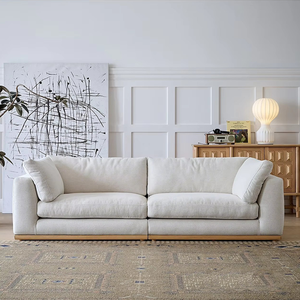 Sofá Seccional Minimalista ATUNUS de Madera Maciza Blanca, Sofá Modular de 3 Plazas con Tela Impermeable para Sala de Estar - Product Image 4