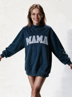 Sweat-shirt à col montant pour femme, longueur allongée, avec logo brodé personnalisé, vêtements pour femmes en marque privée