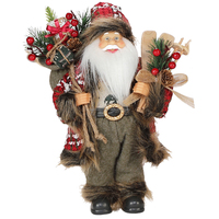 Ornamen liburan patung Santa Claus dekorasi pesta Natal tradisional 30 ~ 180cm kain Glitter bubuk Ski tas hadiah