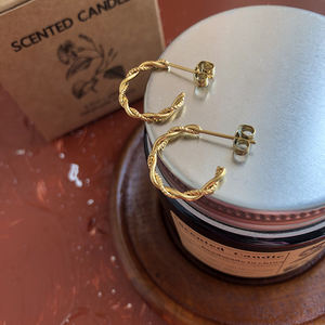 Bijoux fantaisie en acier inoxydable boucles d'oreilles créoles cercle torsadé boucles d'oreilles créoles CC - Product Image 6