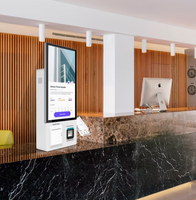 Kiosque de commande en libre-service 21,5/32 pouces avec terminal de paiement pour restaurant, lecteur de codes-barres et prise en charge SDK, sur pied