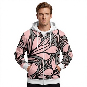 Sweat-shirt à capuche zippé pour homme, imprimé numérique, coupe classique, décontracté, impression par sublimation, respirant, en polyester. - Product Image 1