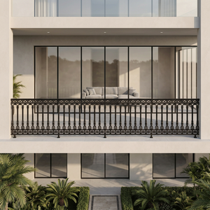 Balustrade de balcon de luxe en acier galvanisé de style victorien européen, à montage sur terrasse, résistante à la rouille, pour extérieur traditionnel - Product Image 1