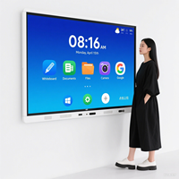 Papan putih Digital interaktif, 55/65/75/86/98/110 inci Panel datar dengan OPS PC untuk kelas pintar berbagi layar nirkabel