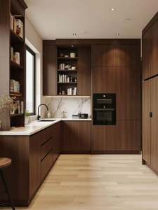 Armoires de cuisine modulaires en bois massif CBMmart OEM/ODM avec portes plates et shaker, acier inoxydable, écologiques, RTA, directement de l'usine - Product Image 3