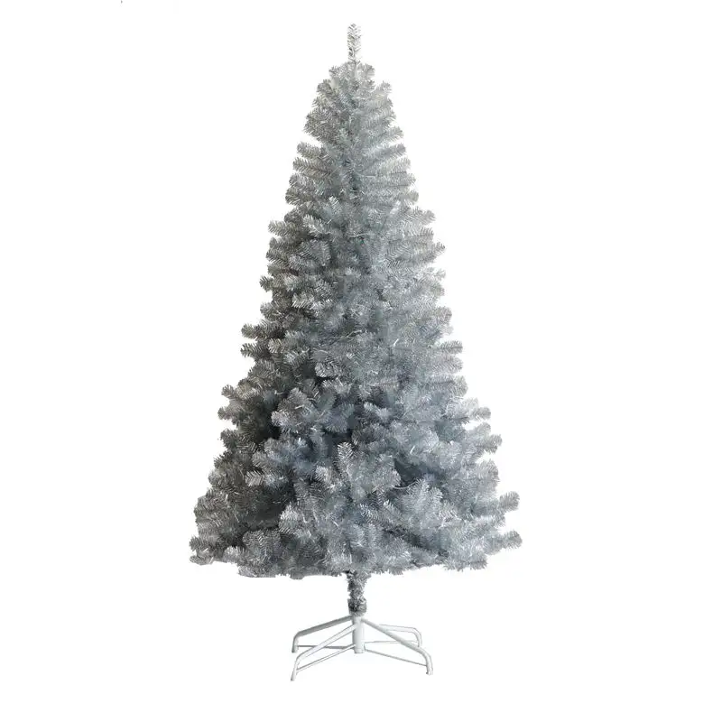 Luxury 7.5ft PVC Pre-lit LED Silver Party Decoration Artificial Tinsel guangdong Sale Christmas Tree