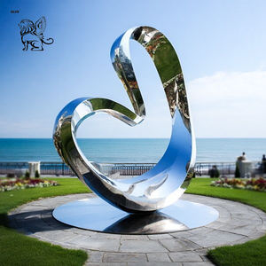 Escultura de Corazón Rojo de Acero Inoxidable Pulido, Estatua de Arte Moderno para Decoración de Exteriores de Villa BLVE - Product Image 3